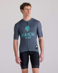 Santini Bianchi Men's Short Sleeve Classic Jersey Classic Fit - Grey
