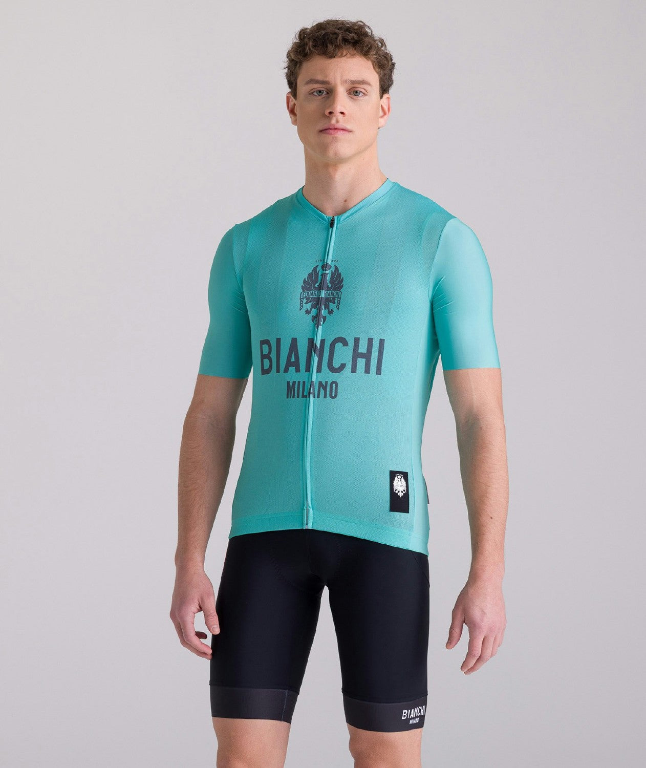 Santini Bianchi Men's Short Sleeve Classic Jersey Classic Fit - Celeste