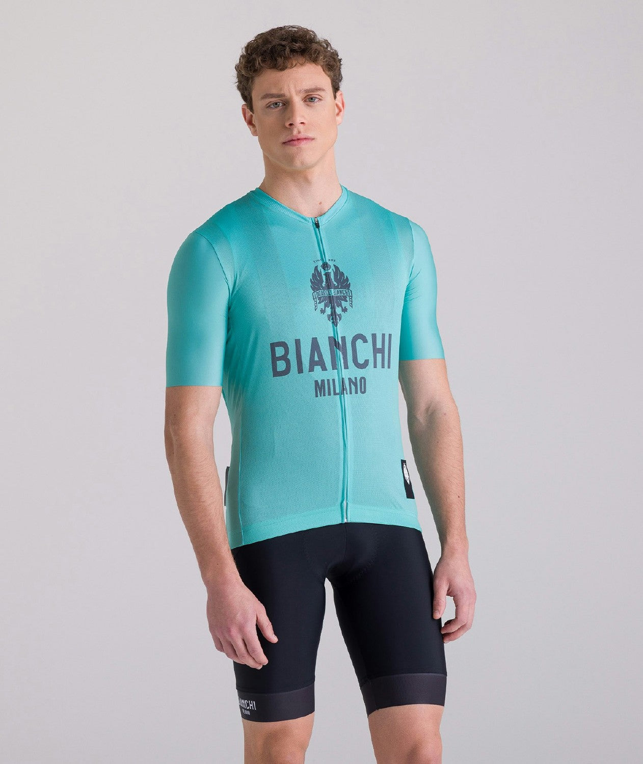 Santini Bianchi Men's Short Sleeve Classic Jersey Classic Fit - Celeste