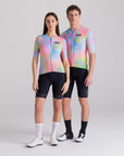 Santini Bianchi Pop Slim Fit Short Sleeve Jersey - Rainbow