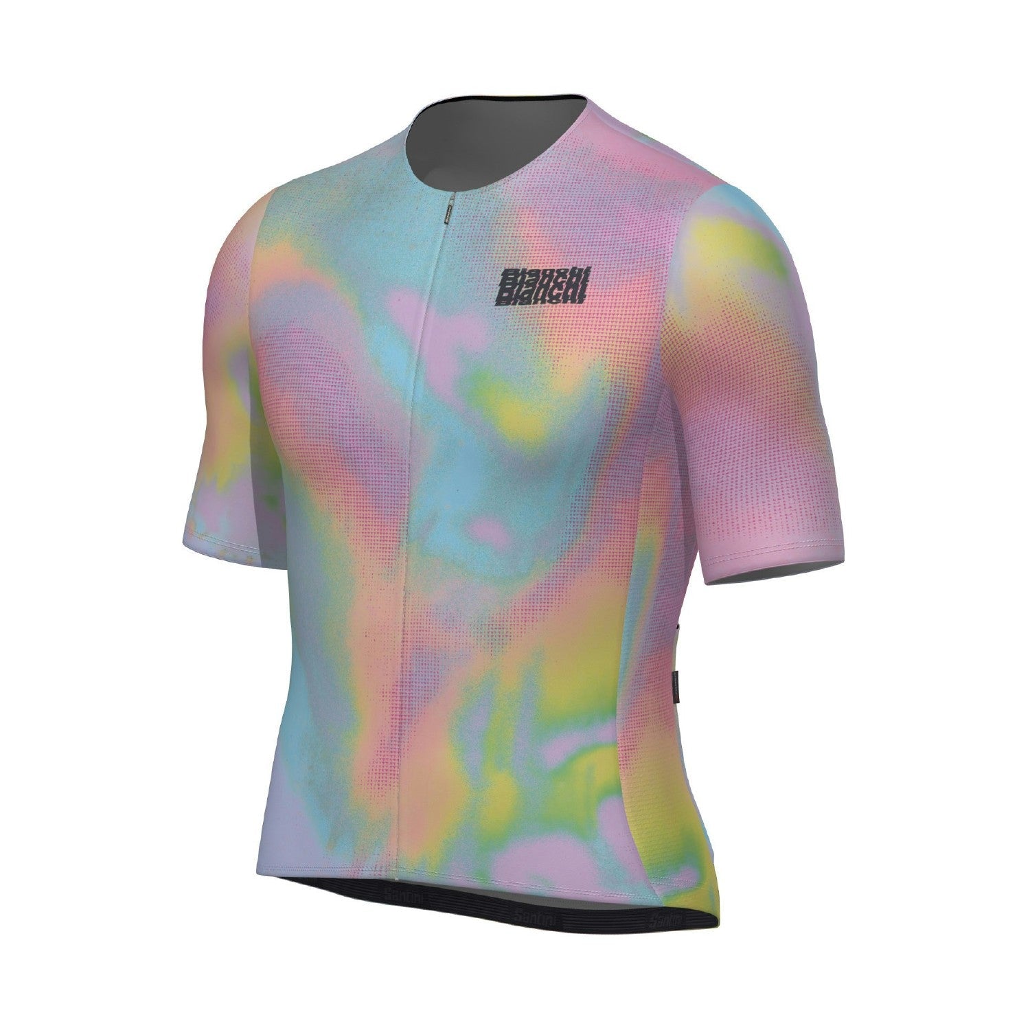 Santini Bianchi Pop Slim Fit Short Sleeve Jersey - Rainbow