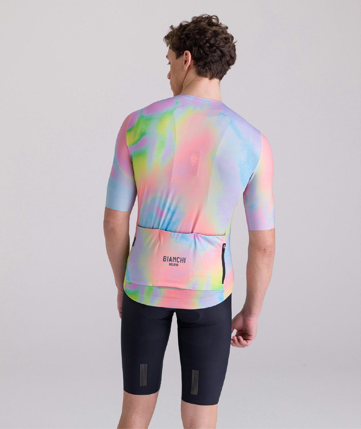 Santini Bianchi Pop Slim Fit Short Sleeve Jersey - Rainbow