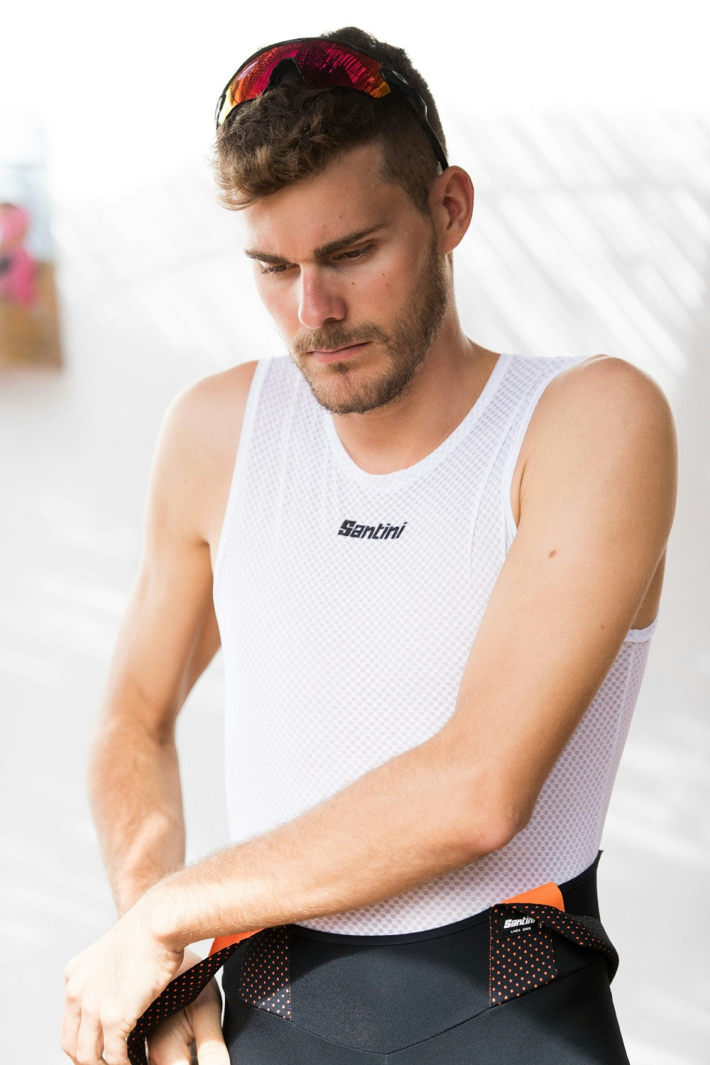 Santini Lieve Men's Sleeveless Baselayer - White
