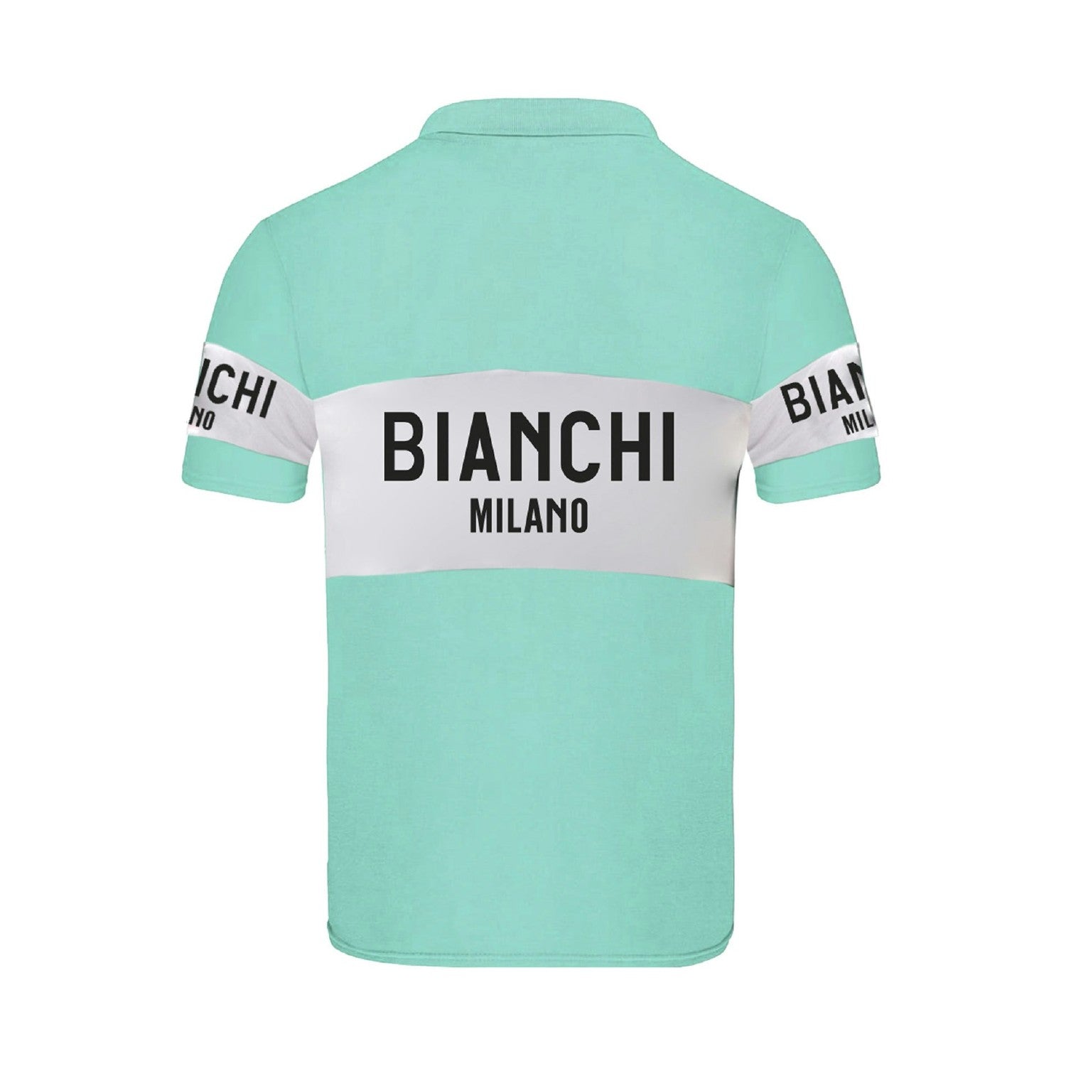 Santini Bianchi Milano Retro Polo Short Sleeve T-Shirt - Celeste
