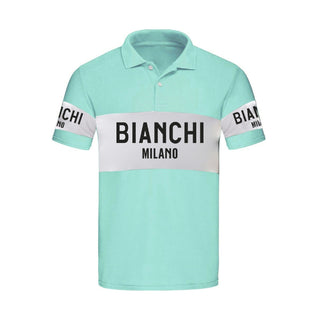Santini Bianchi Milano Retro Polo Short Sleeve T-Shirt - Celeste