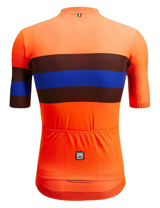 Santini Eco Sleek Bengal 3S Men's Short Sleeve Summer Jersey - Fluro Orange