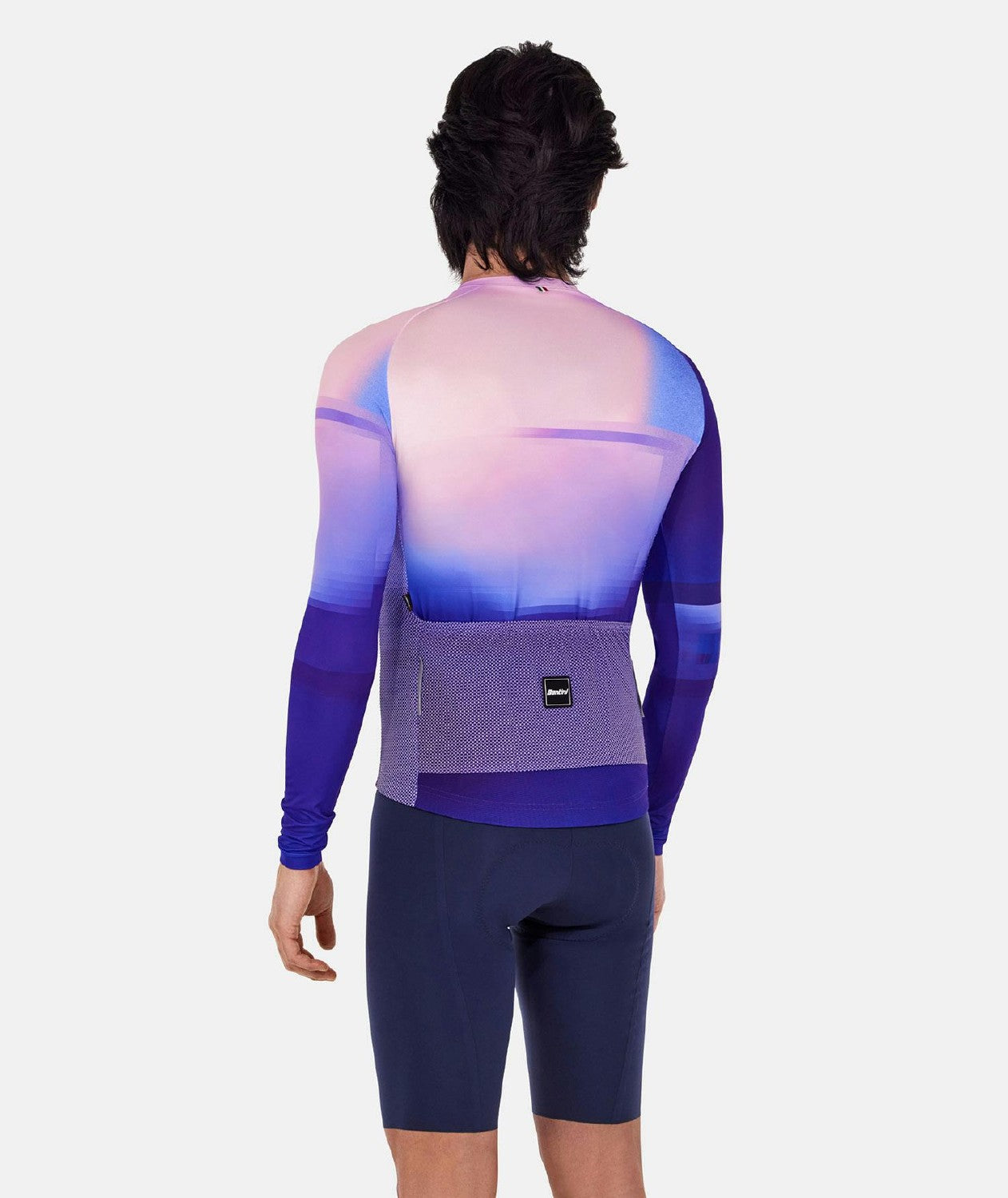 Santini SMS Luce Long Sleeve Jersey Slim Fit Jersey - Blue