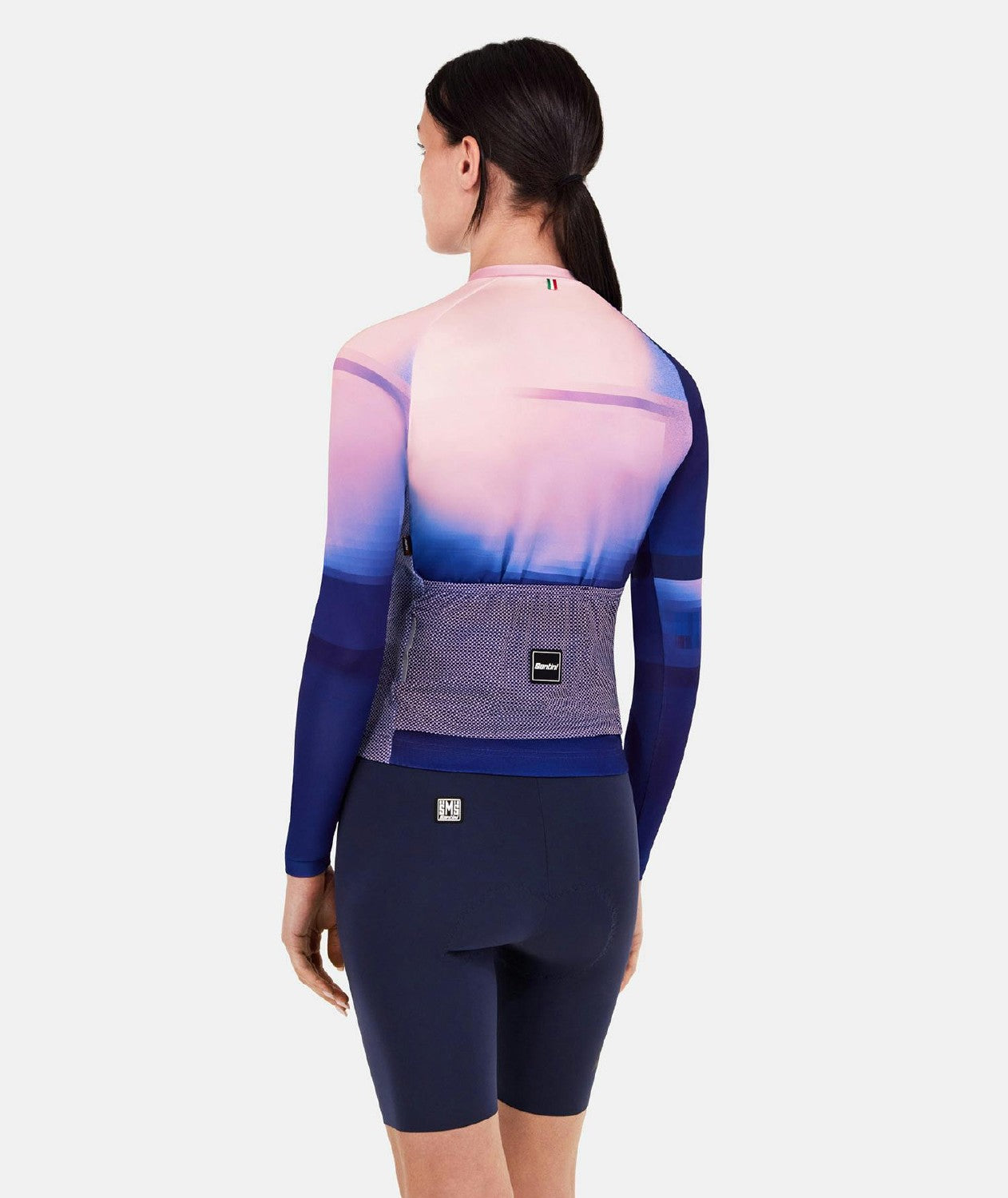 Santini SMS Luce Long Sleeve Jersey Slim Fit Jersey - Blue