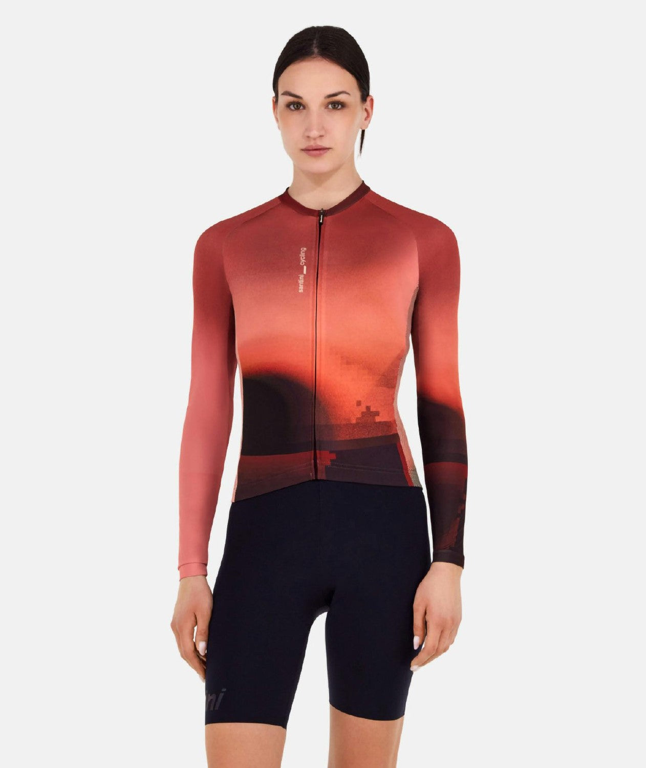 Santini SMS Luce Long Sleeve Jersey Slim Fit Jersey - Vineyard
