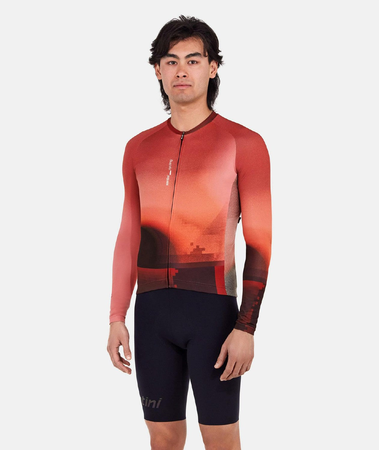 Santini SMS Luce Long Sleeve Jersey Slim Fit Jersey - Vineyard