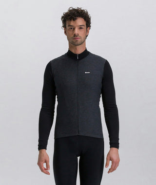 Santini Pure 4W Men's Thermal Long Sleeve Jersey - Black