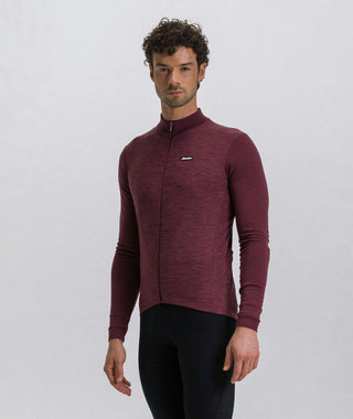 Santini Pure 4W Men's Thermal Long Sleeve Jersey - Burgundy