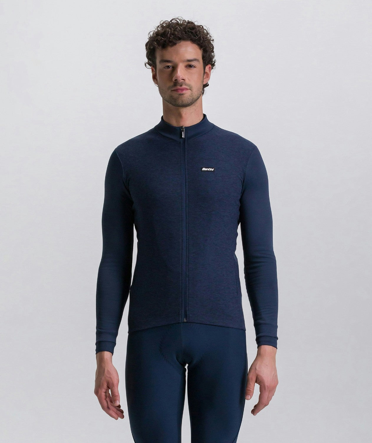 Santini Pure 4W Men's Thermal Long Sleeve Jersey - Nautica Blue