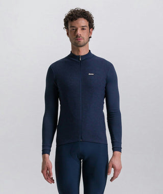 Santini Pure 4W Men's Thermal Long Sleeve Jersey - Nautica Blue