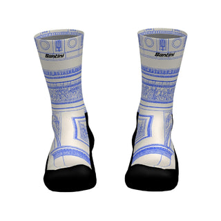 Santini TDF Arc De Triomphe Stage Socks - White/Blue