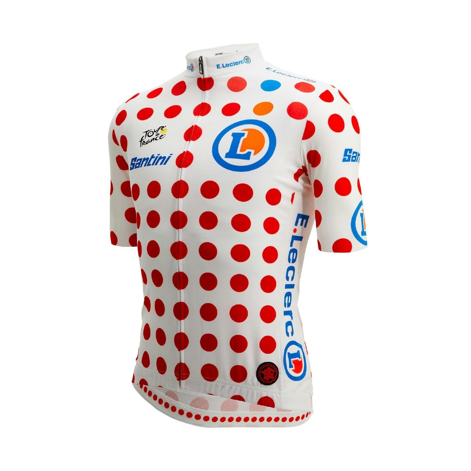 Santini SMS Tour de France Polka Dot Short Sleeve Jersey - White/Red