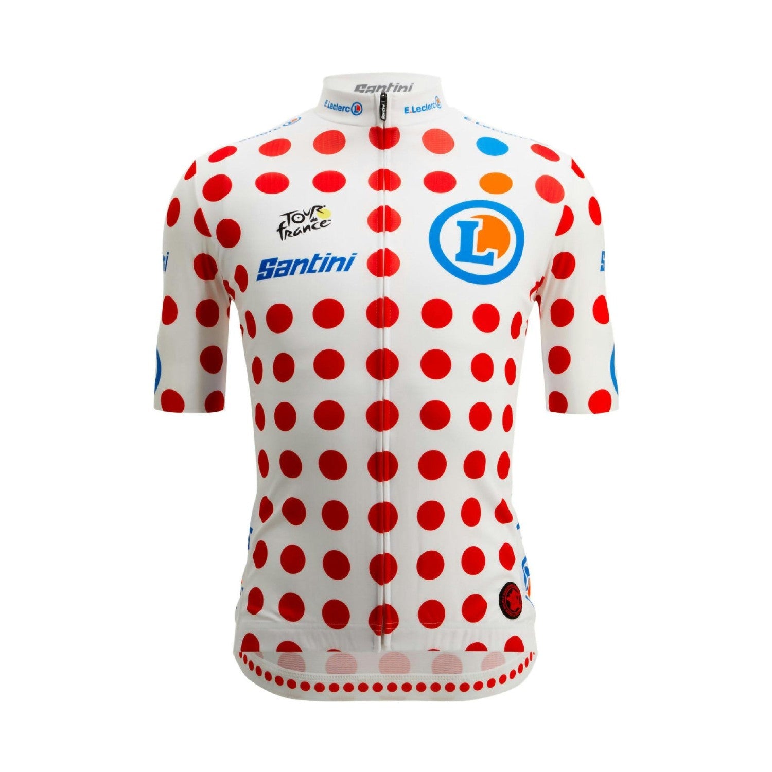 Santini SMS Tour de France Polka Dot Short Sleeve Jersey - White/Red