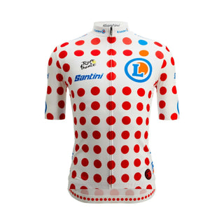 Santini SMS Tour de France Polka Dot Short Sleeve Jersey - White/Red
