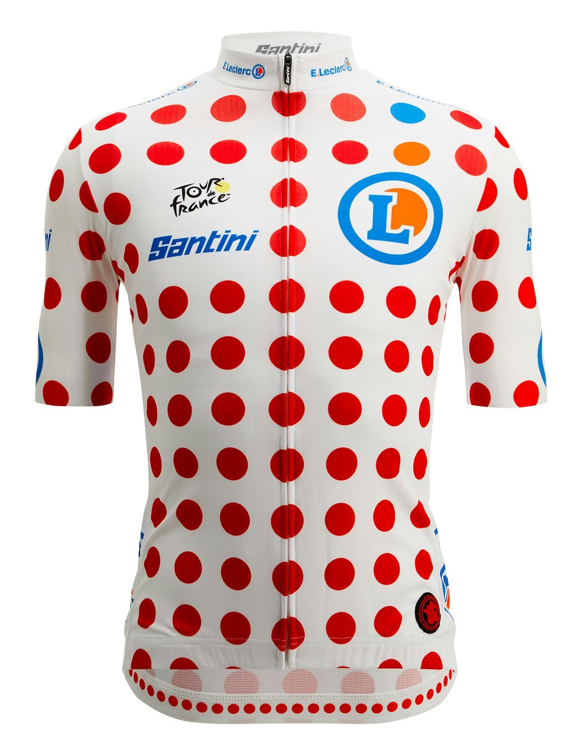 Santini Tour De France Climber Men's Short Sleeve Leaders Jersey - White/Red