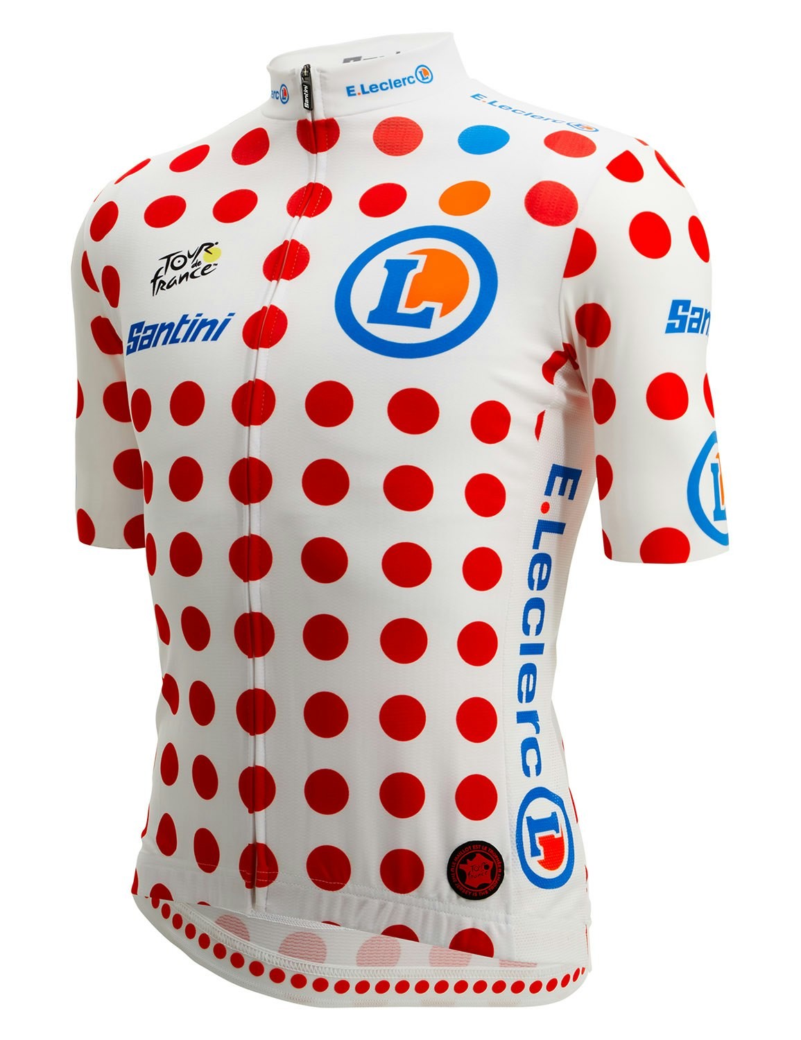 Santini Tour De France Climber Men's Short Sleeve Leaders Jersey - White/Red