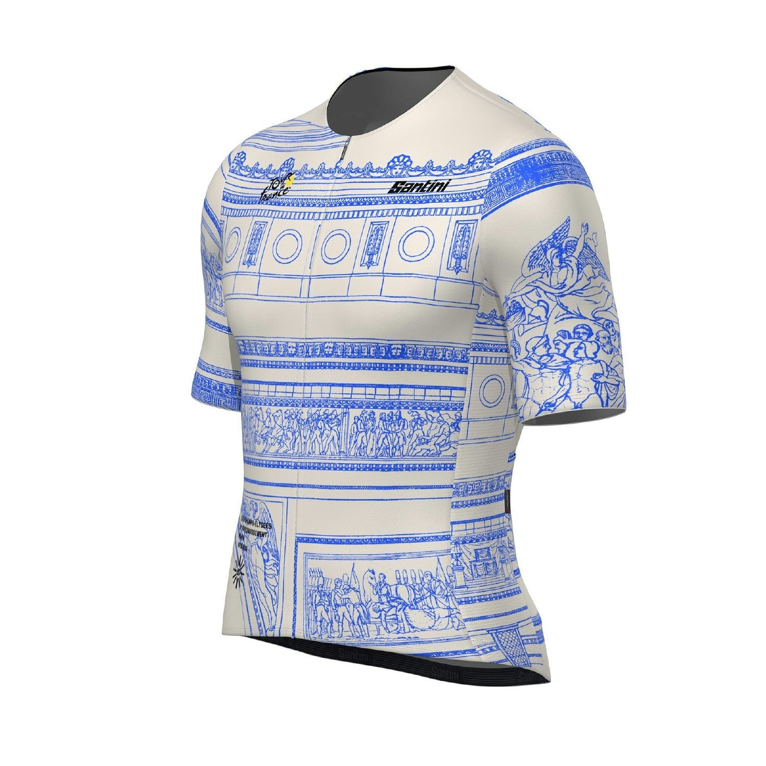 Santini TDF Arc De Triomphe Stage Short Sleeve Jersey - White/Blue