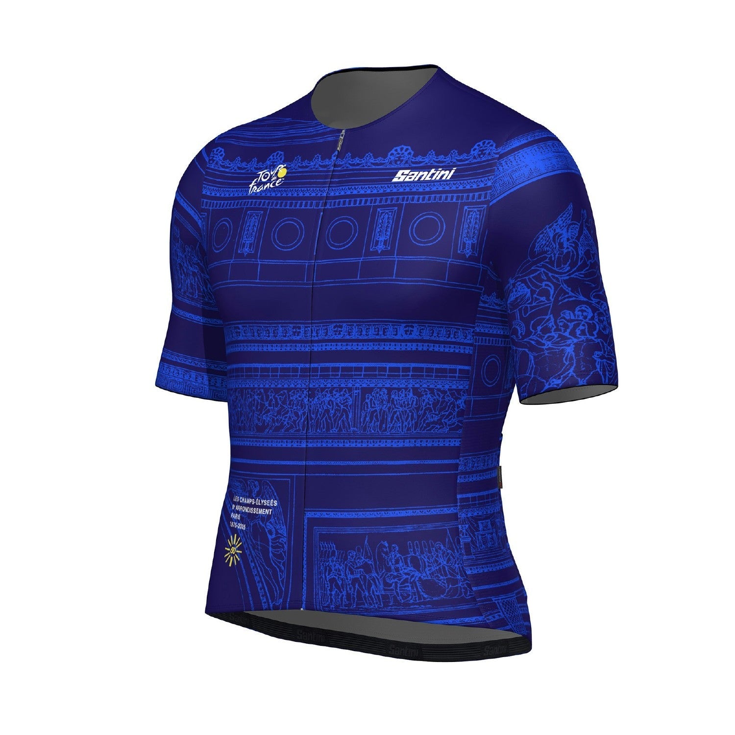 Santini TDF Arc De Triomphe Stage Short Sleeve Jersey - Blue