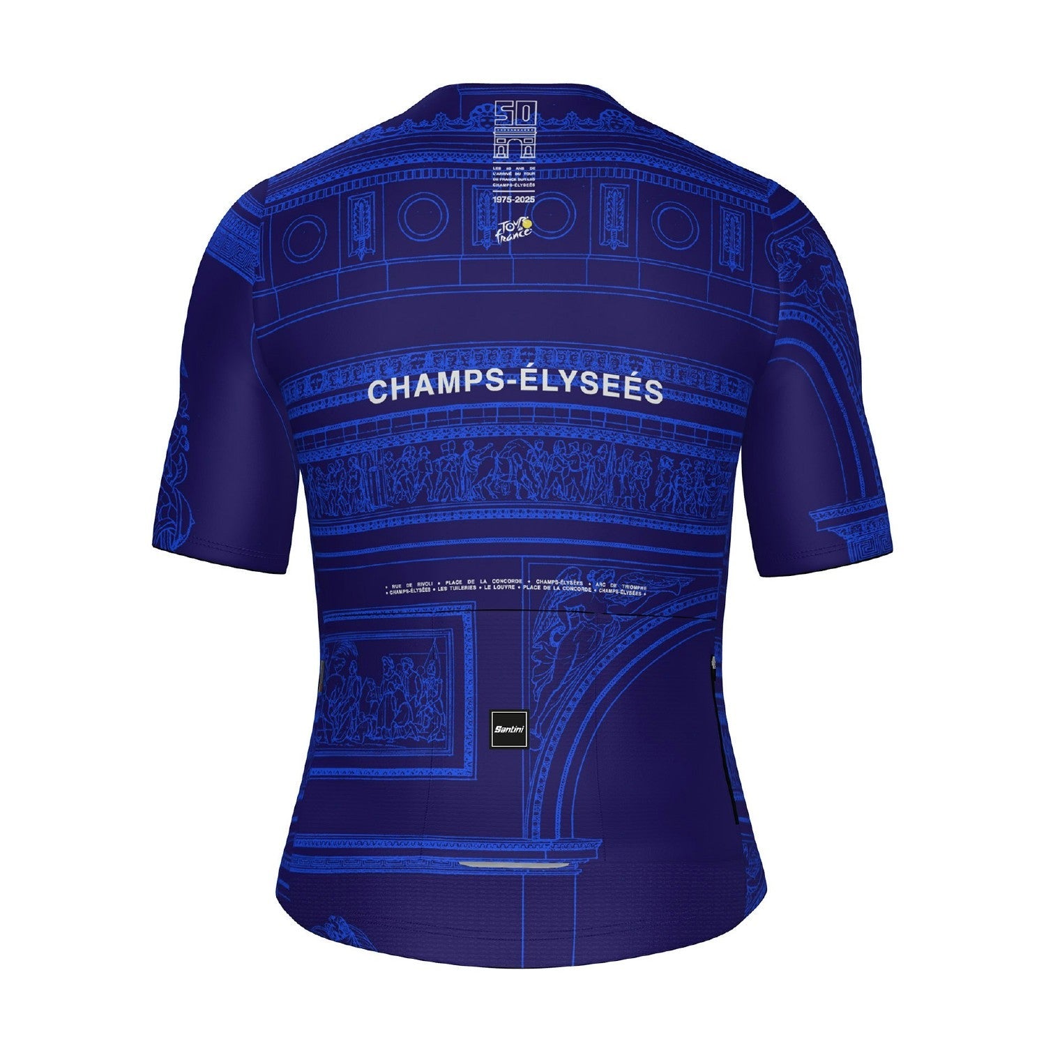 Santini TDF Arc De Triomphe Stage Short Sleeve Jersey - Blue
