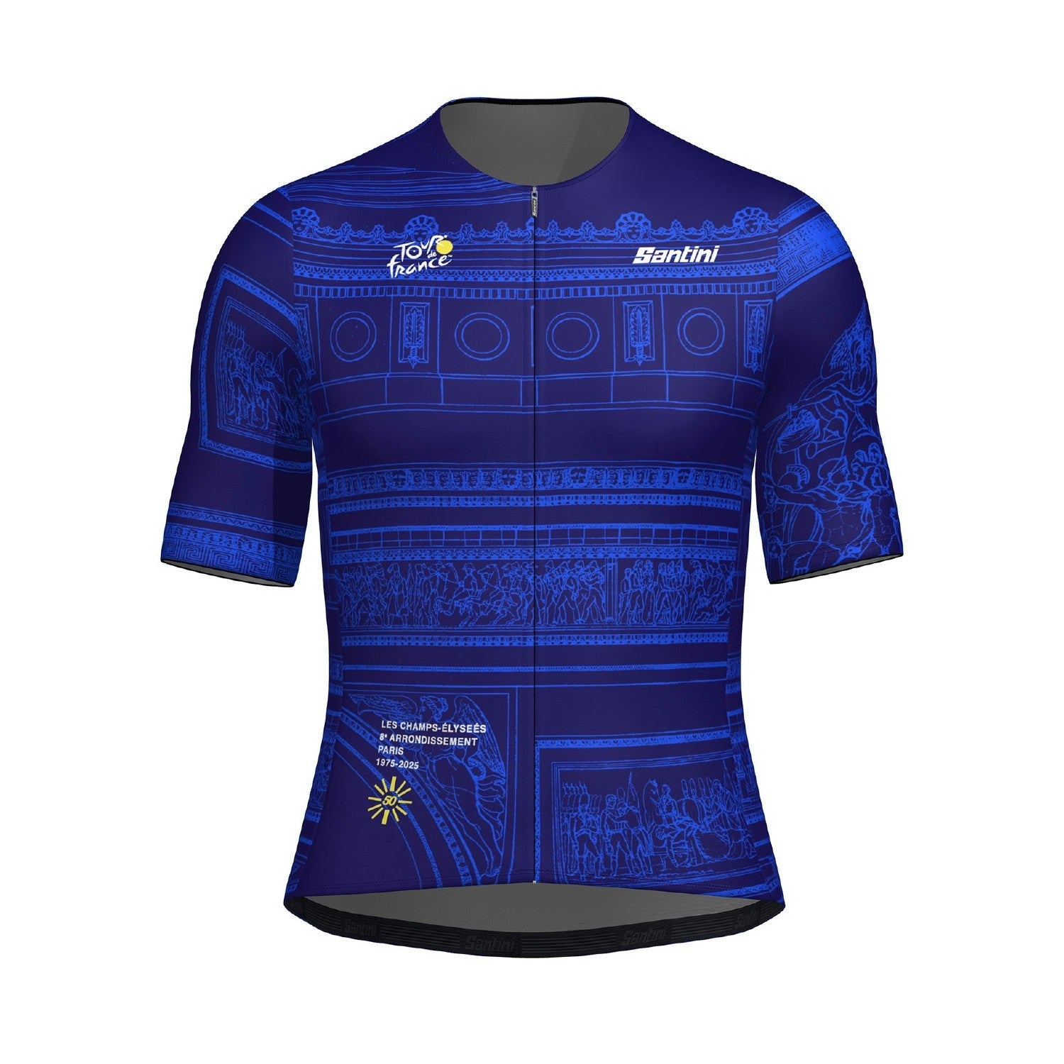 Santini TDF Arc De Triomphe Stage Short Sleeve Jersey - Blue