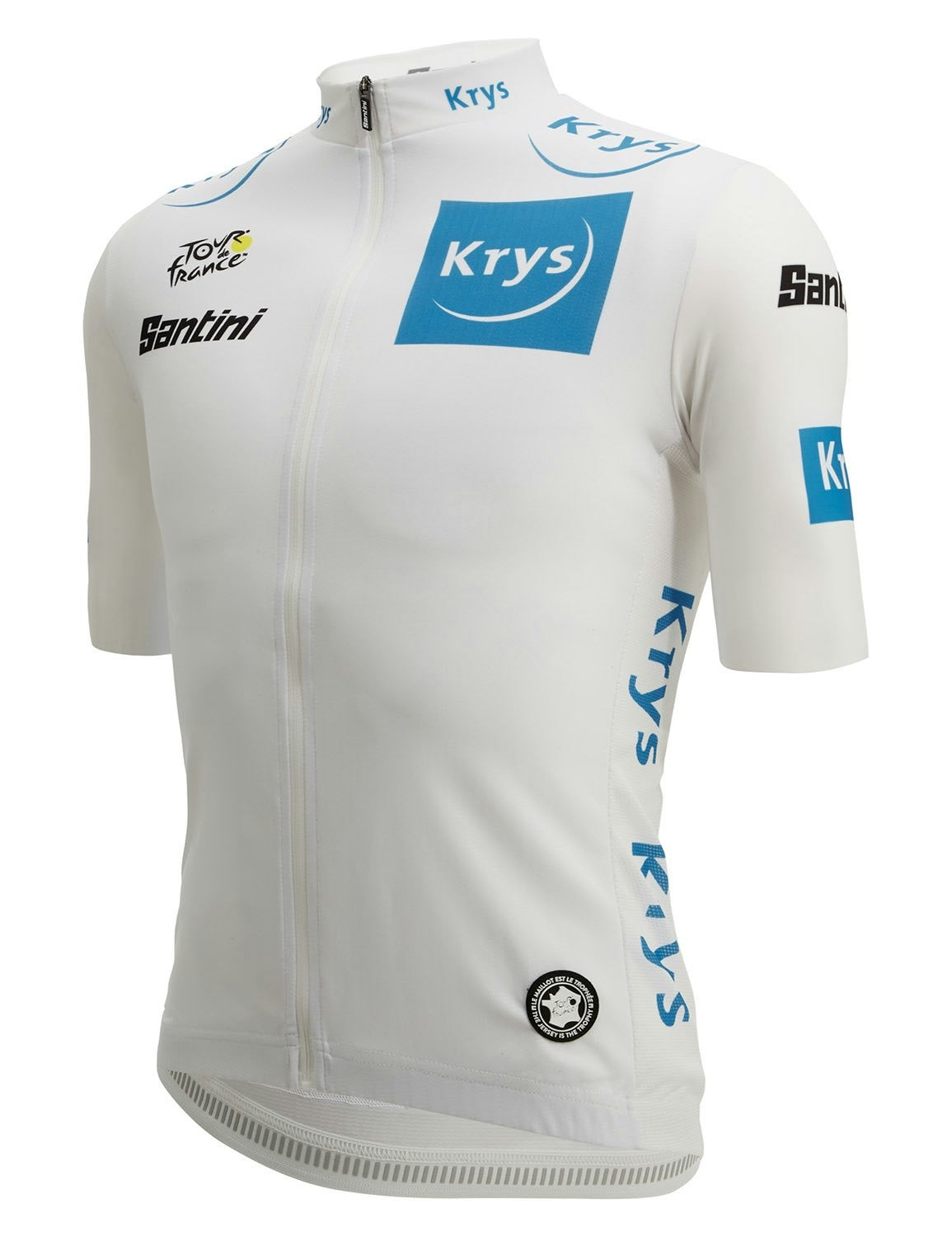 Santini Tour De France Young Rider Men's Short Sleeve Leaders Jersey - White