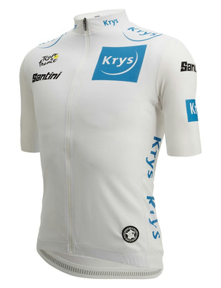 Santini Tour De France Young Rider Men's Short Sleeve Leaders Jersey - White