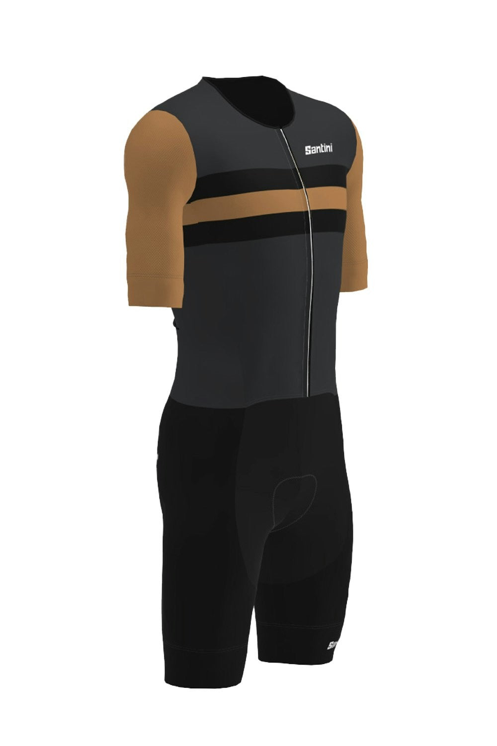 Santini Leaf Short Sleeve Men's Trisuit - Black/Gold