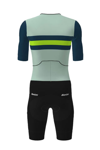 Santini Leaf Short Sleeve Men's Trisuit - Fluro/Green