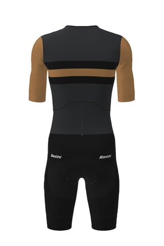 Santini Leaf Short Sleeve Men's Trisuit - Black/Gold
