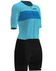 Santini Leaf Short Sleeve Women's Trisuit - Light Blue