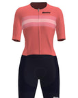 Santini Leaf Short Sleeve Women's Trisuit - Coral