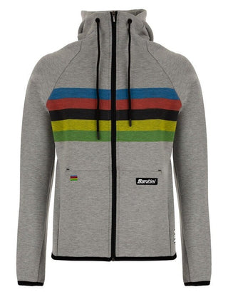 Santini UCI Official Rainbow Stripes Hoodie - Grey