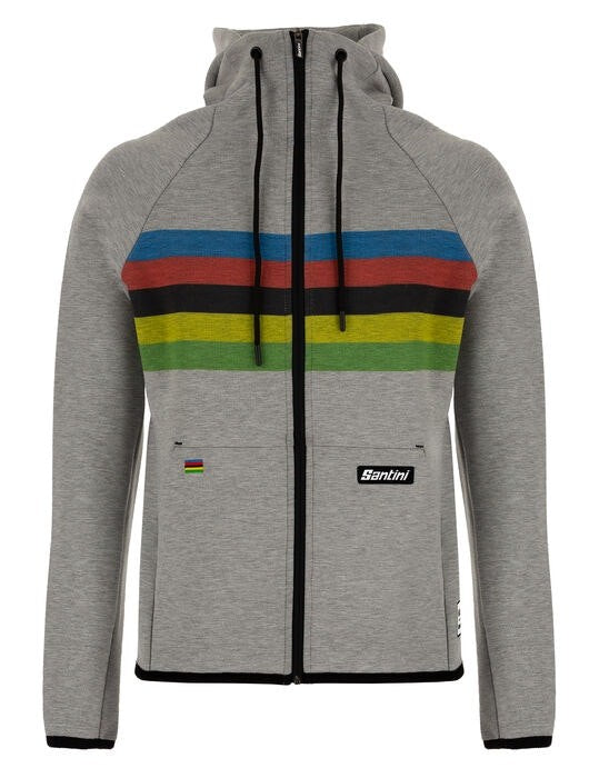 Santini UCI Official Rainbow Stripes Hoodie - Grey