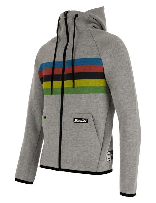 Santini UCI Official Rainbow Stripes Hoodie - Grey
