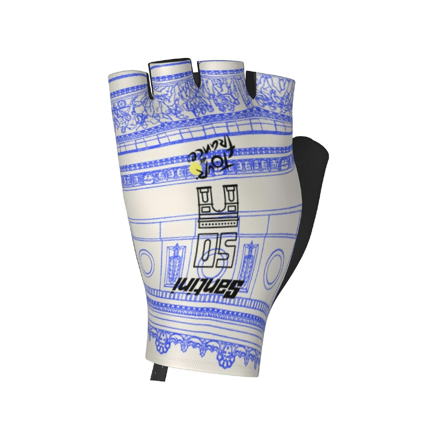 Santini TDF Arc De Triomphe Stage Gloves - White/Blue