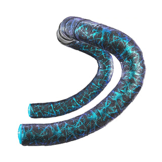 Supacaz Super Sticky Kush Splat Bar Tape With Blue Star Plugz - Blue Refract