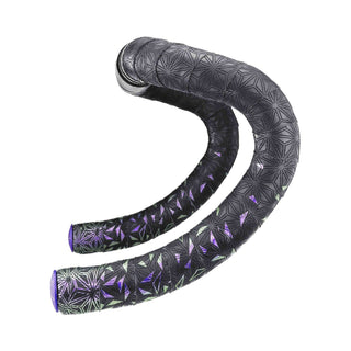 Supacaz Super Sticky Kush Star Fade Bar Tape With Purple Star Plugz - Purple Refract