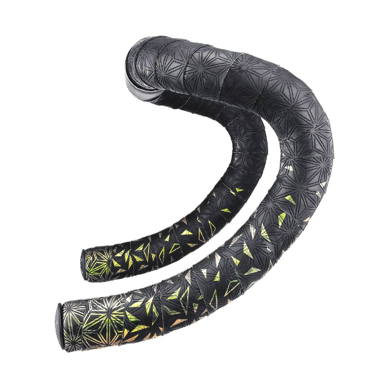 Supacaz Super Sticky Kush Star Fade Bar Tape With Black Star Plugz - Emerald Refract