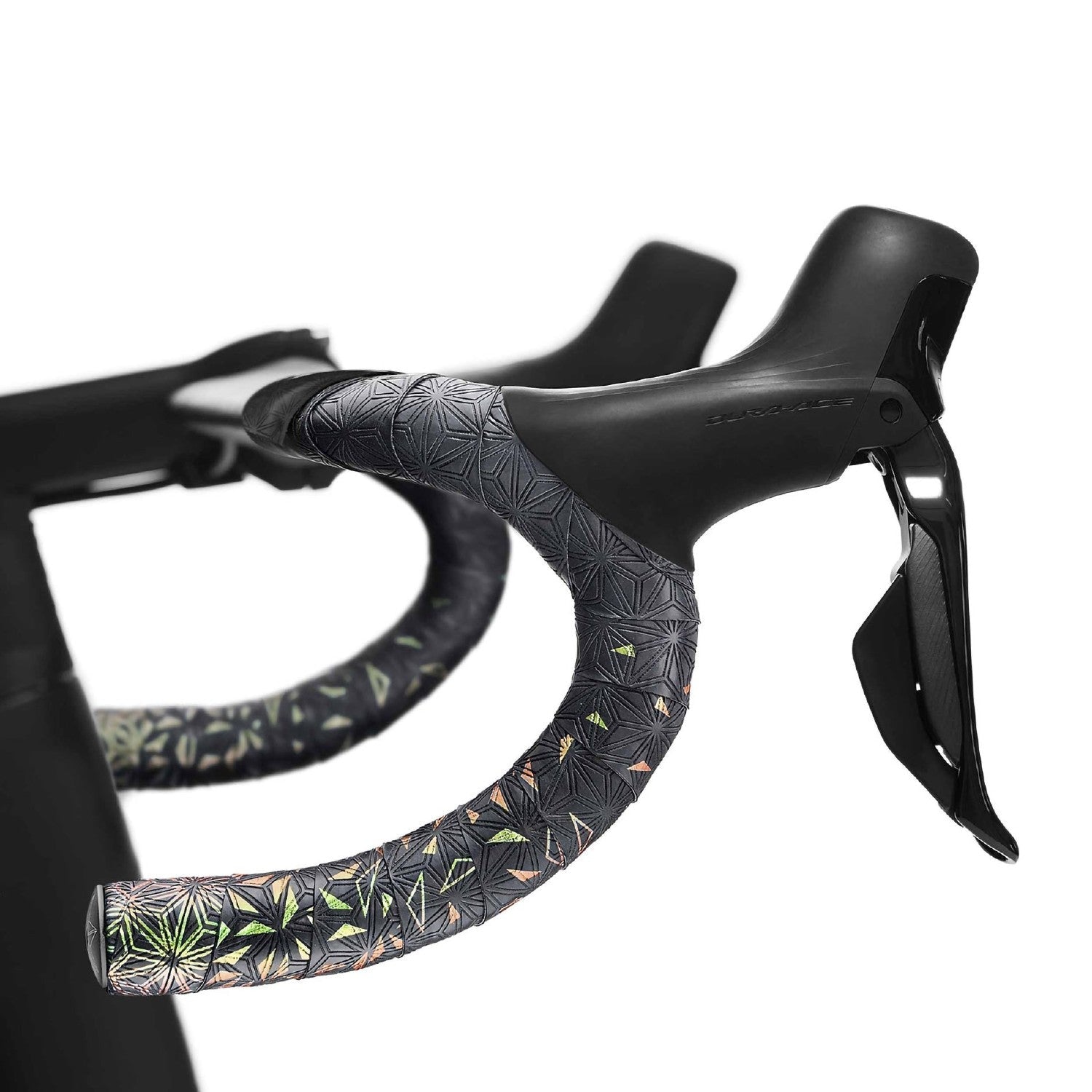 Supacaz Super Sticky Kush Star Fade Bar Tape With Black Star Plugz - Emerald Refract