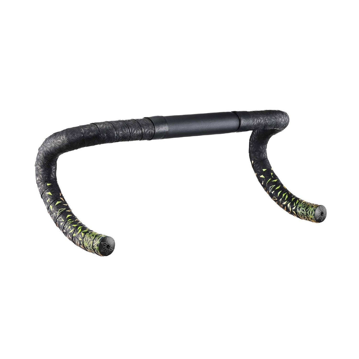 Supacaz Super Sticky Kush Star Fade Bar Tape With Black Star Plugz - Emerald Refract
