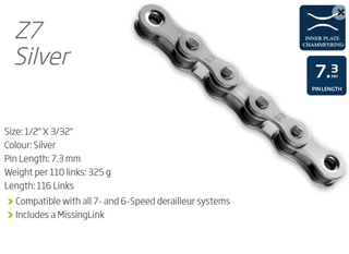 KMC 6/7/8 Speed Chain Silver