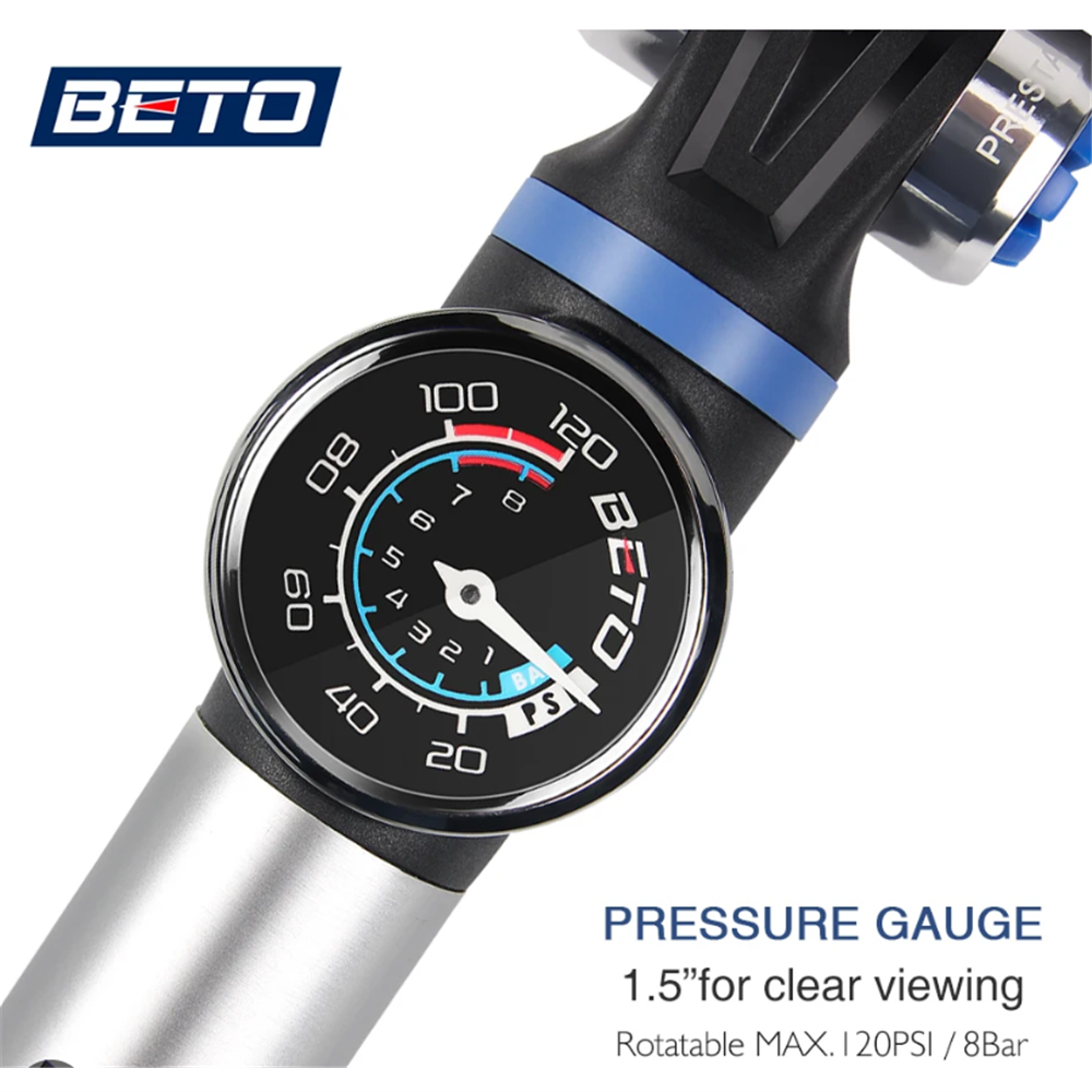 Beto Alloy MTB Pump With 1.5" Gauge Dual Valve EZ Head