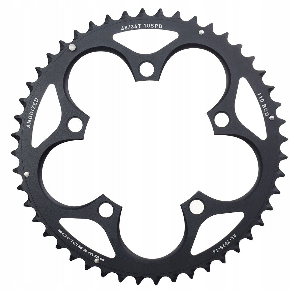 SRAM CHAIN RING ROAD 48T 110 V2 ALUMINUM 4MM BLACK BB30 SHORT PIN (48 34)