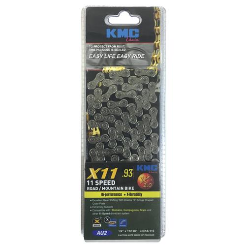 KMC 11 Speed 116L Bike Chain - Silver Black