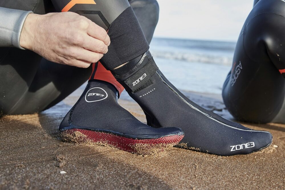 Zone3 Heat-Tech Swim Socks - Black/Red