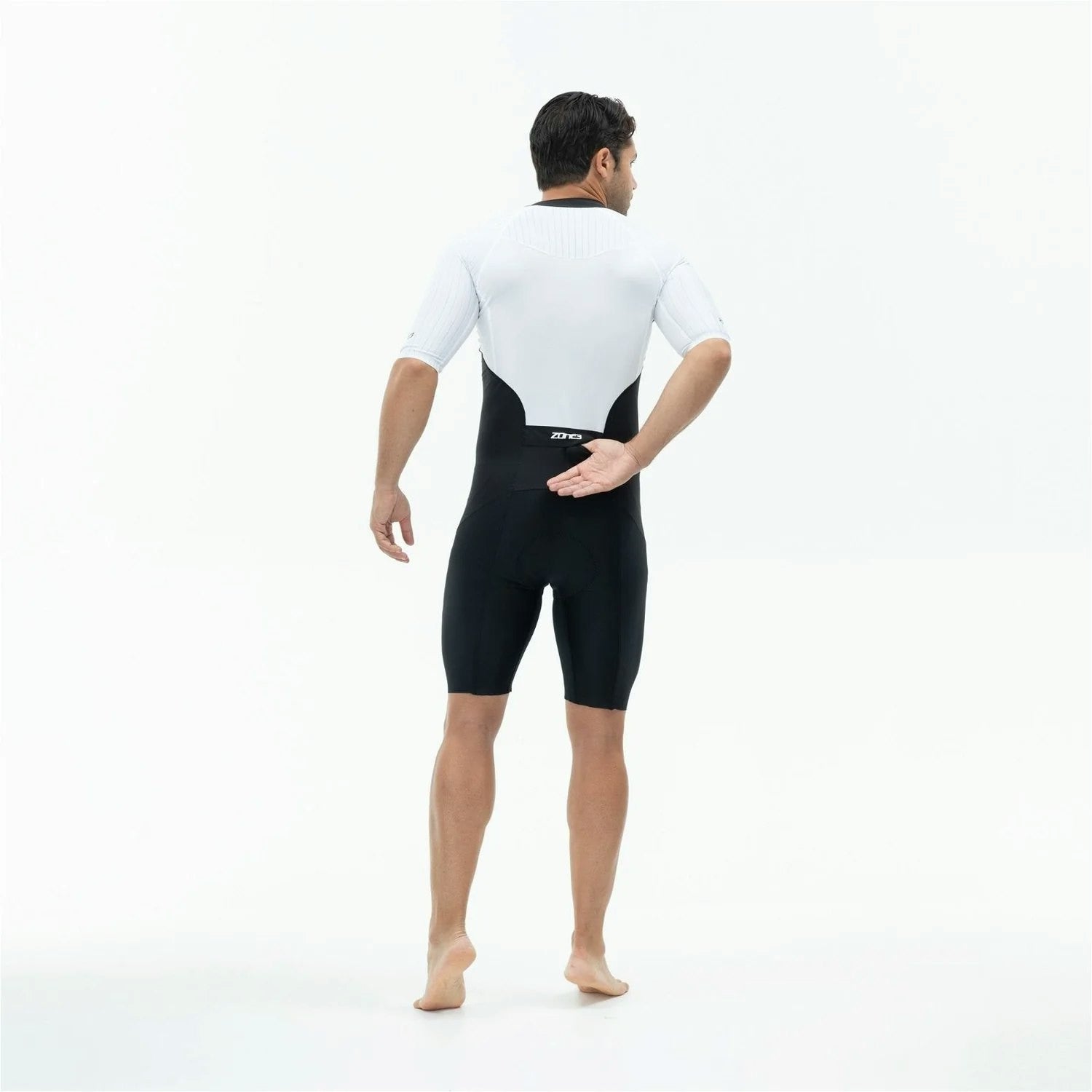 Zone3 Men's Lava Long Distance Short Sleeve Trisuit - Black/White